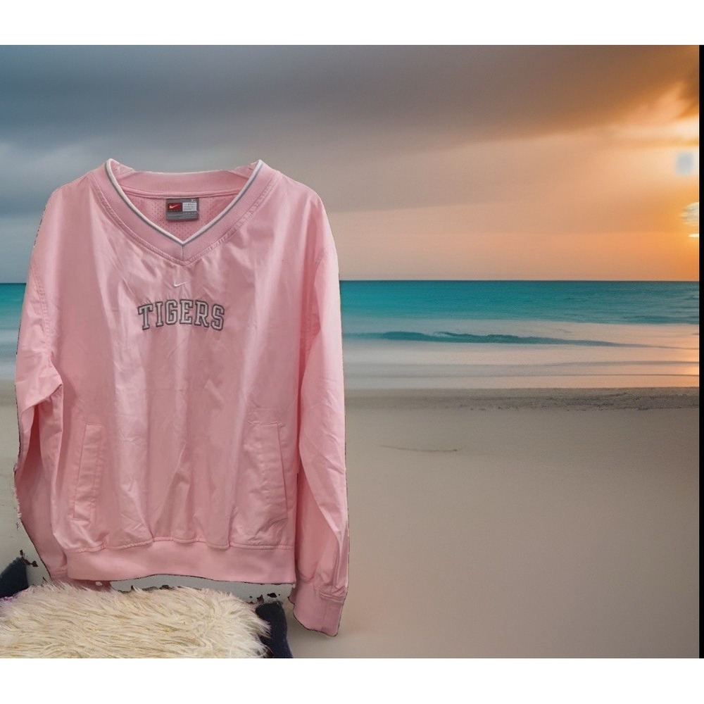 NWT Women Detroit Tigers Clemson Pink Nike Pullover XL Wind Jacket Pit 23 25.5